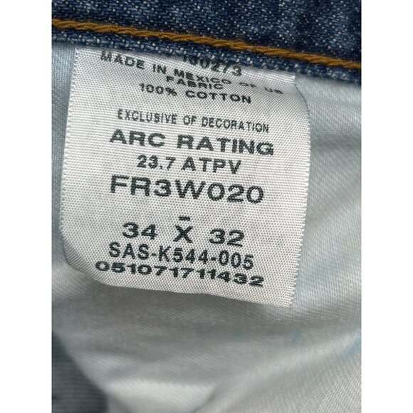 Wrangler FR Riggs Workwear Jeans Mens 34x32 Flame Resistant 100% Cotton Denim - Picture 4 of 5